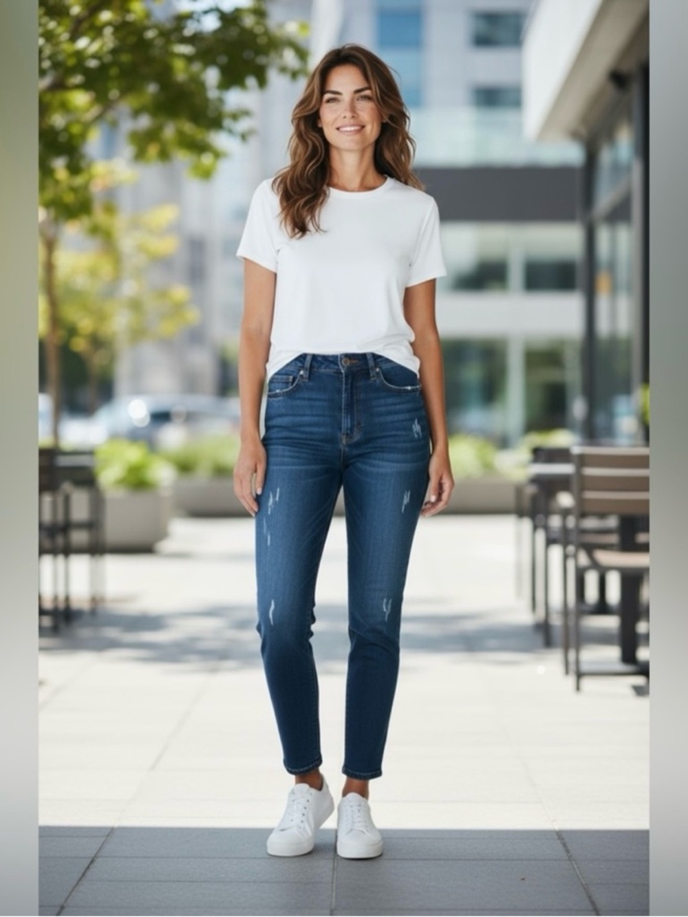 JVINI High-Rise Dark Blue Ankle Jeans